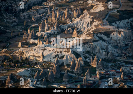 Aerial view of Cappadocia, Turkey from hot air balloon Stock Photo