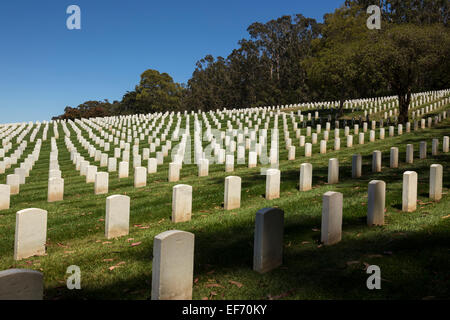 headstones, San Francisco National Cemetery, National Cemetery, Presidio, city of San Francisco, San Francisco, California Stock Photo