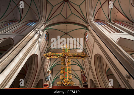 Triumphal cross from 1420 in the Schwerin Cathedral of St. Mary and St. John, Brick Gothic, 1248, Schwerin Stock Photo