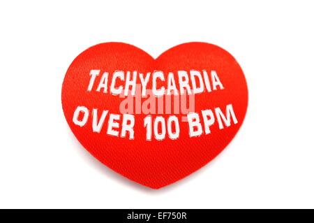 Tachycardia over 100 BPM on a red heart shape Stock Photo