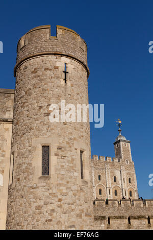 Close up of one of the towers at the Tower of London one of London's top tourist attractions Stock Photo