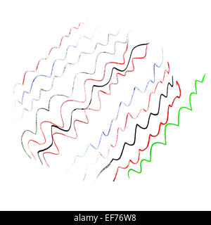 colored wavy lines in pencil abstract texture artist Stock Photo