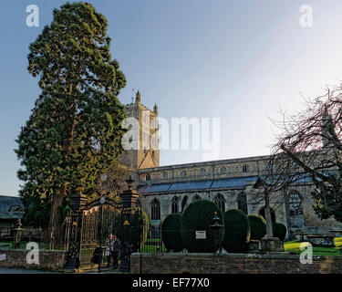 Tewkesbury Abbey is next largest parish church in England, former monastery that is Norman with a Romanesque crossing tower Stock Photo