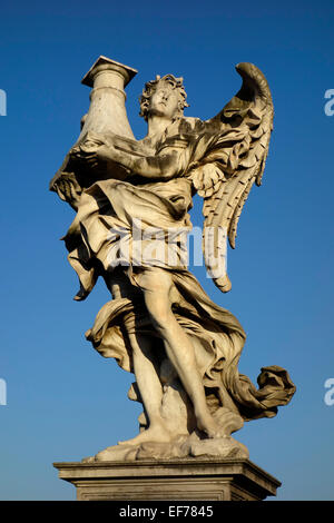 Angel with the Column (Throne) (Antonio Raggi) Sculpture on Ponte Sant'Angelo Rome Italy Stock Photo