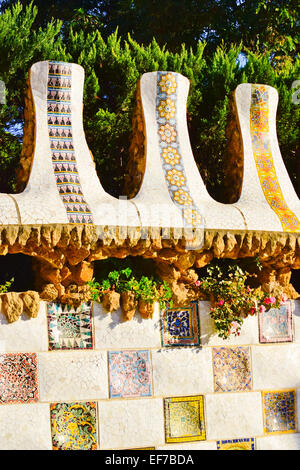 Park Guell by Antoni Gaudi architect. Barcelona, Catalonia, Spain. Stock Photo