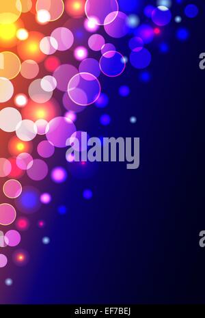 Vector abstract background with shiny blurred blue, yellow, pink colored lights in vertical format Stock Vector