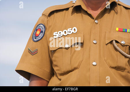 SRI LANKAN POLICE MAN AT GALLE FORT Stock Photo