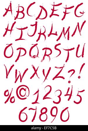 Vector ink alphabet with letters,punctuation marks and signs, like written by ink Stock Vector