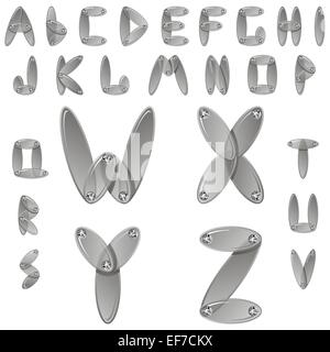 Vector Silver metal alphabet with shiny diamonds Stock Vector