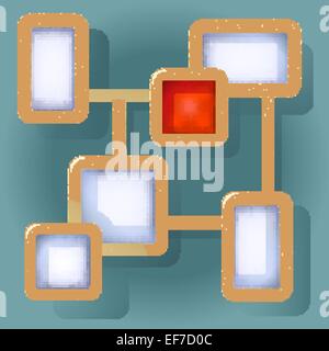 Vector abstract turquoise background with wooden frames for text Stock Vector
