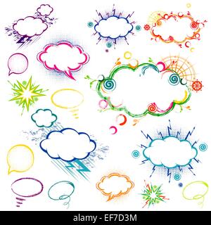 Comic style hand drawn speech bubbles in different colors varieties Stock Vector