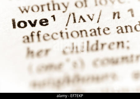 macro of word love definition in dictionary Stock Photo