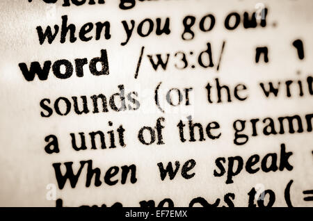 macro of word word definition in dictionary Stock Photo