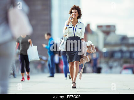 African Businesswoman Talking On Cell Phone Stock Photo - Alamy