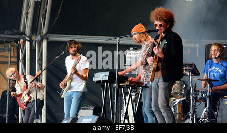 BARCELONA - MAY 29: Pond (band) performs at Heineken Primavera Sound 2014 Festival (PS14) on May 29, 2014 in Barcelona, Spain. Stock Photo