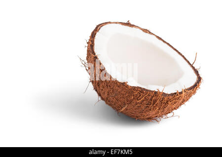 Natural coconut half isolated on white Stock Photo