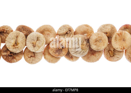 line of  dried  figs, isolated on white background Stock Photo