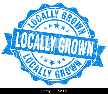 locally grown blue grunge round vintage rubber stamp Stock Photo - Alamy