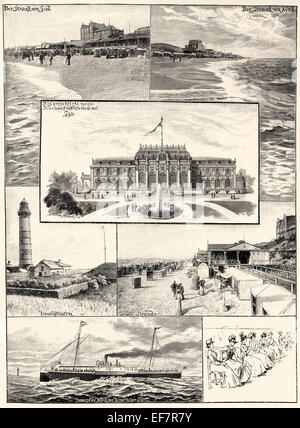 Pictures of Westerland, the Kurhaus project in 1900, Sylt, Germany, Stock Photo