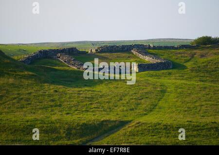 Cawfields & Milecastle 42 on Hadrian’s Wall National Trail. Northumberland, England, United Kingdom. Stock Photo