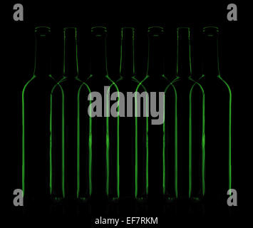 Abstract green glass bottles composition Stock Photo