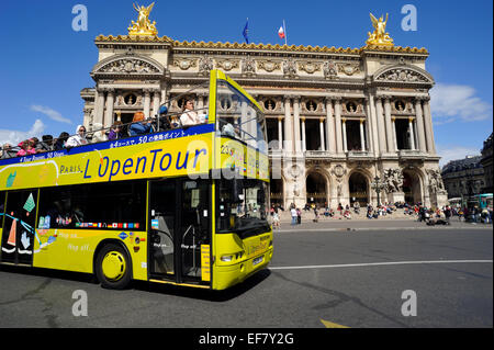 Paris, tour bus and Opera Garnier Stock Photo