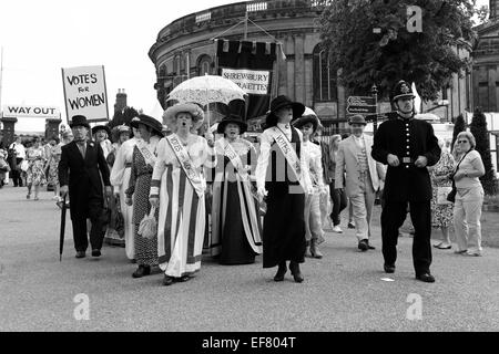 Suffragette suffragettes reenactment protest march Shrewsbury Flower Show 2014 Stock Photo