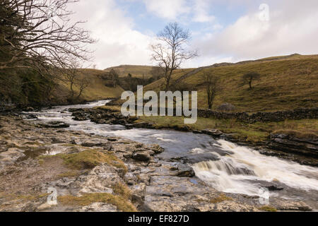 The River Twiss above Thornton Force on the Ingleton Waterfalls Walk in the Yorkshire Dales, North Yorkshire. Stock Photo