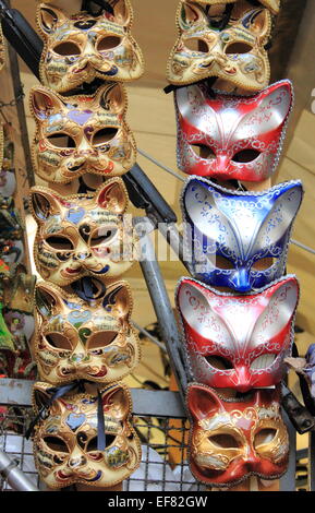 Rows of venetian carnival masks Stock Photo