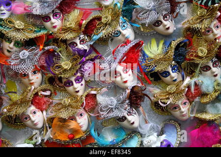 Rows of venetian carnival masks Stock Photo