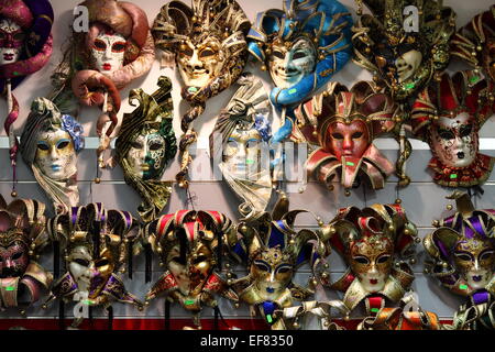 Rows of venetian carnival masks Stock Photo