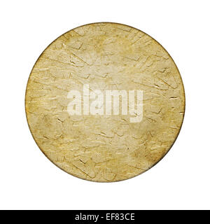 Scratched round golden metal plate texture background Stock Photo