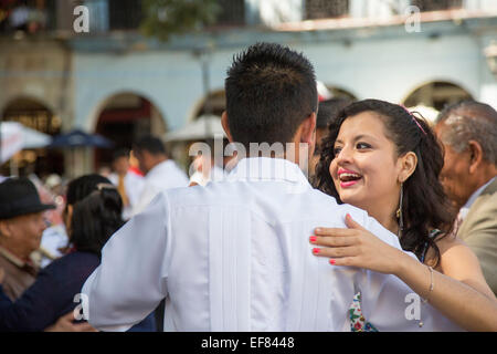 Oaxaca, Mexico - The weekly Wednesday dance in the central square (Zócalo). Stock Photo