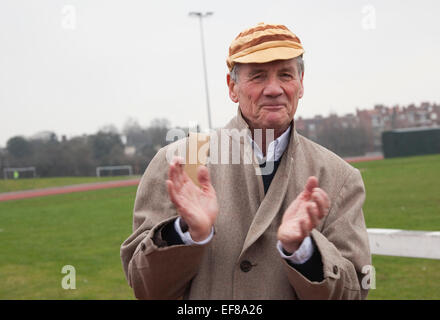 Michael Palin. Terry Jones and Michael Palin of Monty Pythons fame today, Saturday 3 March, staged a public 'Hopathon' to mark the DVD release of “Ripping Yarns The Complete Series”, and as an homage to the episode entitled Tomkinson’s School Days at the Athletics Track in  Hampstead Heath, London. Stock Photo