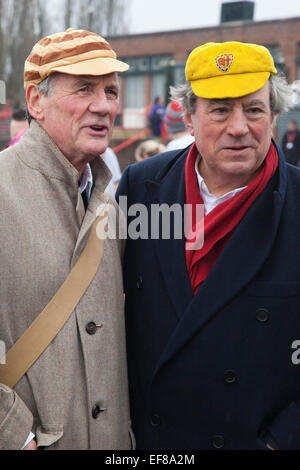 L-R: Michael Palin and Terry Jones. Terry Jones and Michael Palin of Monty Pythons fame today, Saturday 3 March, staged a public 'Hopathon' to mark the DVD release of “Ripping Yarns The Complete Series”, and as an homage to the episode entitled Tomkinson’s School Days at the Athletics Track in  Hampstead Heath, London. Stock Photo