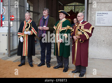 Actor Stephen Fry shooting a documentary about the Lord Mayor's Show for the BBC. Lord Mayor's Show 2011. Stock Photo