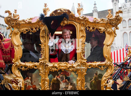 David Wootton takes office as the 684th Lord Mayor of London. Lord Mayor's Show with golden carriage, City of London, London, England, United Kingdom Stock Photo