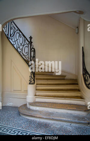 Curved staircase in Saint Germain des Pres, Paris, France Stock Photo