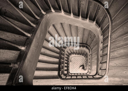 Ancient staircase in building near Rue de Faubourg Saint-Antoine, Paris France Stock Photo