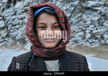 Nepali kid in the Annapurna,Nepal Stock Photo