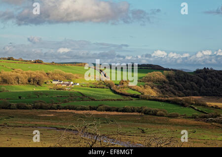 In the aftermath of a rainstorm, a view over the Taf (Taff) Estuary ...