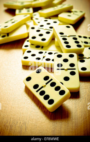 scattered dominoes tiles Stock Photo
