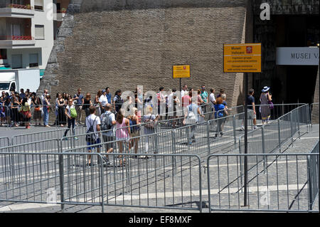 Long queue outside the the entrance to the Vatican Museum, Vatican City, Rome, Italy. Stock Photo