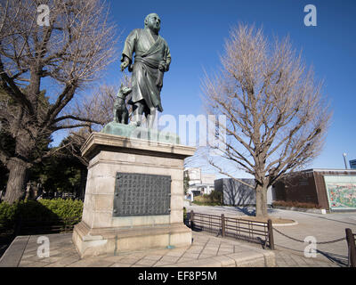 Bronze Statue of Saigo Takamori ( samurai and politician ) at Ueno Park, Tokyo, Japan Stock Photo