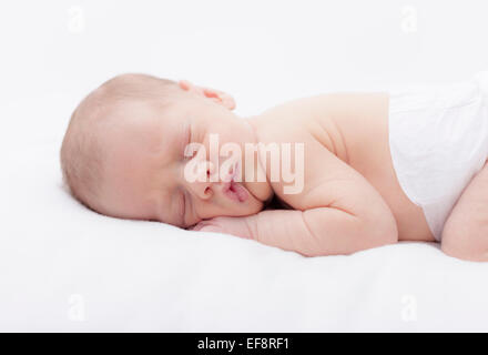 Portrait of sleeping newborn baby boy Stock Photo