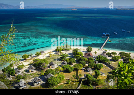Indonesia, East Nusa Tenggara, Ende, Flores, Elevated view of island resort Stock Photo