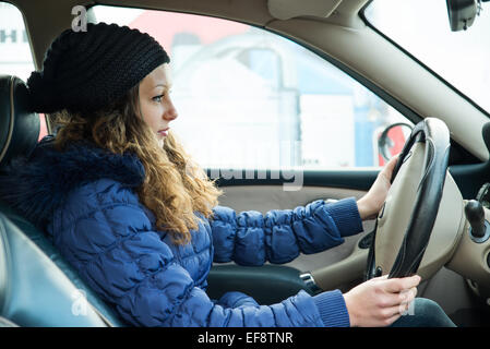 Woman driving a car Stock Photo