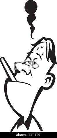 A sick man with a thermometer in his mouth Stock Vector