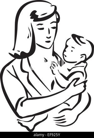 A woman holding a baby Stock Vector