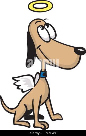 Caricature of a dog with angel wings and a halo Stock Vector